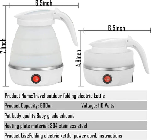 Foldable Travel Kettle For Camping Portable Silicone Collapsible Teapot With Auto Shutoff Safe Materials Easy To Store Compact