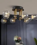 Modern black and gold Dope Mid Century Modern Sputnik Chandeliers Semi Flush Mount Ceiling Light Fixture for farmhouse dining.