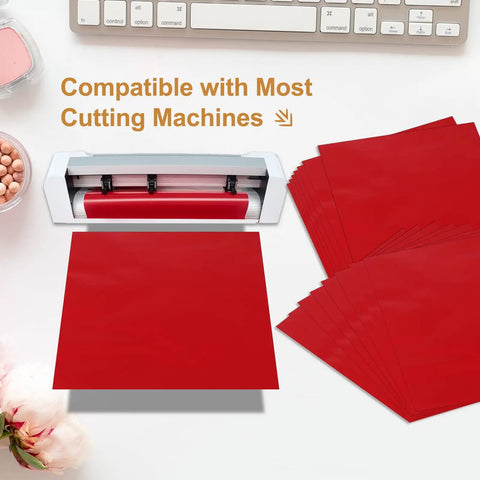 Matte Metallic Vinyl Sheets 10 Pack 12 By 12 Inches Self Adhesive For Cutting Machines And Car Decals Dark Red Waterproof
