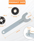 Heavy Duty 3 Piece Angle Grinder Nut And Wrench Set 5/8-11 Thread Replacement with steel flanges and wrench dimensions.