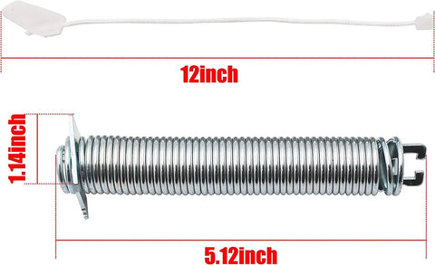 Genuine OEM Door Spring Kit 00754866 For Dishwashers Replacement Part, showing 12-inch cable and 5.12-inch spring dimensions