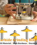 Four Piece One Quarter Inch Shank Router Bit Set For Door And Drawer Front Edging Miter Frame Crown Molding Wood Milling Cutter