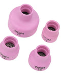 Pro Grade Ceramic Welding Cup Set For WP Series TIG Torches, Alumina Gas Lens Kit, sizes 12, 14, 16, 24 displayed