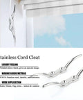 Beefy SUS316 Stainless Steel Marine Rope Cleats Set Two And A Half Inch Deck Cleats Four Pack For Boats And Kayaks Heavy Duty Mooring Hardware Corrosion Resistant And Saltwater Ready Easy Install And Secure Tie Off On Docks, shown with stainless steel finish