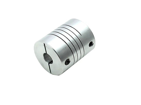 8x12.7mm One Half Inch Flexible Shaft Coupling For Stepper Motors D25 L30 Aluminum Body, front view showing slit and screws