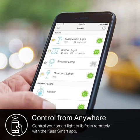 Controlling Smart LED Light Bulb KL110 Dimmable 800 Lumens with smartphone app for Alexa and Google Home