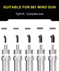 Diagonal Hot Air Gun Nozzle Kit Set With Five Sizes 5mm 6mm 8mm 10mm 12mm for oblique PCB soldering and repair, steel built.