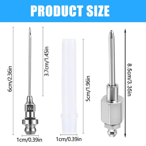 Heavy Duty Grease Needle Dispensing Tool Kit With Steel Tips For Pro Grade Precision Lubrication size measurement