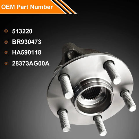 Beefy Front Wheel Hub and Bearing Assembly Set for 2005 to 2014 Outback and Legacy with 5 Lug Bolts and ABS Replaces OE BR930473