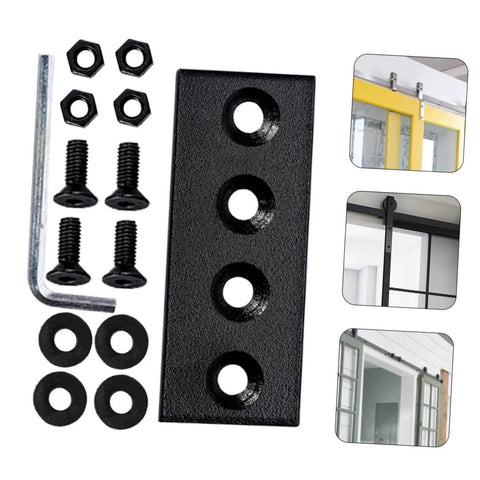 Flat Track Brackets And Mending Plates For Barn Door Track Connector Set Heavy Duty Metal Joint Plates With Hex Fixing Holes