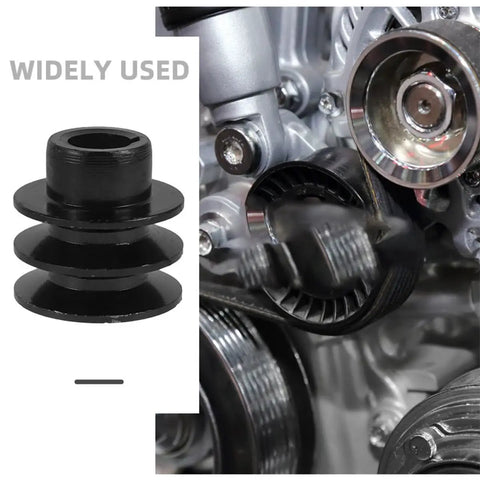 Heavy Duty Double Groove V Belt Pulley Replacement With 20 Mm Shaft Cast Iron Sheave for Water Pumps and Industrial Power Transmission displayed with engine.