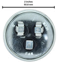 Top view of Beefy Dual Run Capacitor 30/5 uF 370/440V For AC Units And Heat Pumps showing fan and herm terminals.