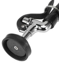 Close-up of Maqulae Commercial Kitchen Faucet G1/2 Thread Pull Down Sprayer with 360 showing chrome finish and rubber base.