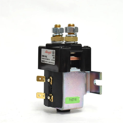 Heavy Duty 24V 125A Motor Contactor Sw80164L With Mounting Bracket for Electric Vehicles, side view showing connection terminals.