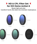 All In One ND Filter Kit For DJI Osmo Action 6 With Five Pack Including CPL ND8 ND16 ND32 Snap On Polarizing Filters And Lens Silicone Cover