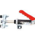 Side view of Beefy Pro Grade Heavy Duty Double Head Push Pull Toggle Clamp for Woodworking Jigs and Welding, red handle, 992.1 lb force