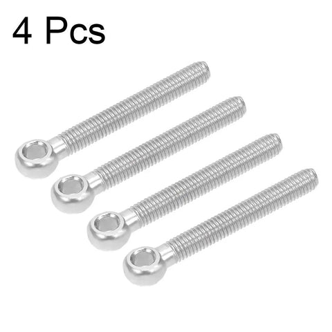 Top Tier 304 Stainless Steel M5 X 40mm Shoulder Eye Bolts Rigging Hardware Fasteners 4 Pack showing four eye bolts with shiny finish.