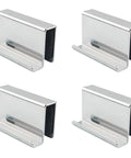 Glass Door Clip On Handles 4 Pack Stainless Steel Cabinet Pulls 1.6 Inches Long 0.75 Inches Wide Fits Glass 5 Mm To 6 Mm Thick