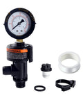 Air relief valve assembly with 190058 pressure gauge for Pentair pool filter; includes adapters and mounting hardware
