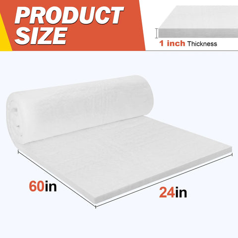 Heavy Duty Ceramic Fiber Insulation Blanket For Wood Stove Fireplace And Pizza Oven High Temperature Thermal Wrap 60x24 inch