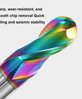 Close-up of Extra Long DLC Coated Ball Nose End Mill One Eighth Inch Two Flute Carbide Cutter for Aluminum Copper Alloys