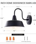 Dusk To Dawn 10 Inch Gooseneck Outdoor Wall Light Black Exterior Barn Light Fixture With White Accent Farmhouse Porch Sconce Photocell Sensor Auto On Off For House