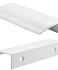 White Curved Edge Aluminum Furniture Pulls Pack 6 for Cabinets Drawers Dresser and Wardrobe 3.94 Inch Length 2.52 Inch Hole Centers