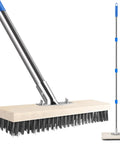 Stainless Steel Wire Scrub Brush With A 62 Inch Long Handle For Heavy Duty Cleaning Of Decks Concrete Patios Gardens And Garages Stiff Metal Bristles