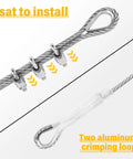 Three Eighths Inch Steel Cable Kit 30 Ft 7x19 Wire Rope With Loops Clamps And Thimbles 12000 Lbs Breaking Strength details