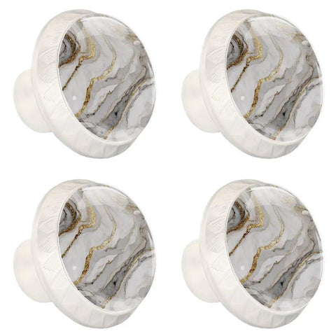 Upgrade Your Space With These Killer White Gold Marble Cabinet Knobs Round Furniture Drawer Pulls And Cupboard Handles - Set of 4, 35mm ABS with glossy glass top.