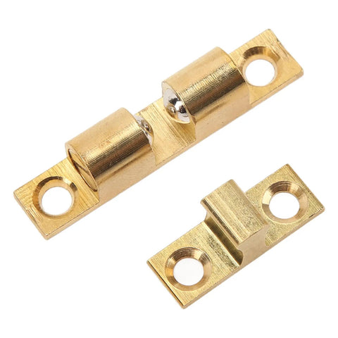Brass Cabinet Door Catch Set With Dual Ball Snap Lock And Adjustable Tension Includes Gold Screws For Closets Drawers And Cabinets 70mm
