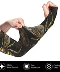 Beat The Blazing Heat With These Premium Cooling Arm Sleeves Featuring A Dope Steampunk Mechanical Bee Gears Print And Solid Thumbhole Grip For UV Blocking Outdoor Workouts, showcasing stretchy UV-blocking design.