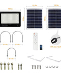 Components of Ultra Bright 400W Solar Security Flood Lights With Remote Control 40000 Lumens IP66 Weatherproof Outdoor LED Street Light
