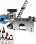 Dead Simple Desktop Semi Automatic Labeling Machine With Built In Coding Printer For Round Bottles Up To 120 Millimeters in silver metal.
