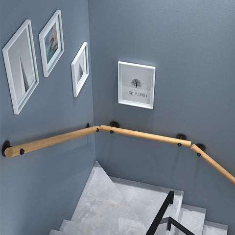 Damn Tough Wooden Stair Rail Handrail And Banister Kit Featuring Ultra Smooth Non Slip Grip With Heavy Duty Stainless Steel Mounts for stairs