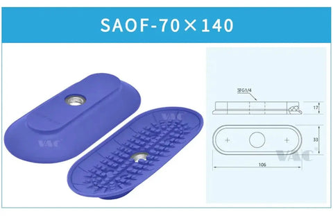 Heavy Duty Industrial Pneumatic Vacuum Sucker Cup For Manipulators 40X80mm Oval Rubber Gripper Pad in blue color.