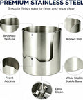 Heavy Duty Stainless Steel Kitchen Utensil Holder And Countertop Caddy Game Changer with brushed texture and rolled rim.