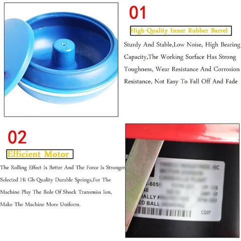 Close-up of Vibrating Polisher For Home Or Shop Use Pro Grade Electric Polisher And Rock Tumbler Kit with inner rubber barrel and motor details.