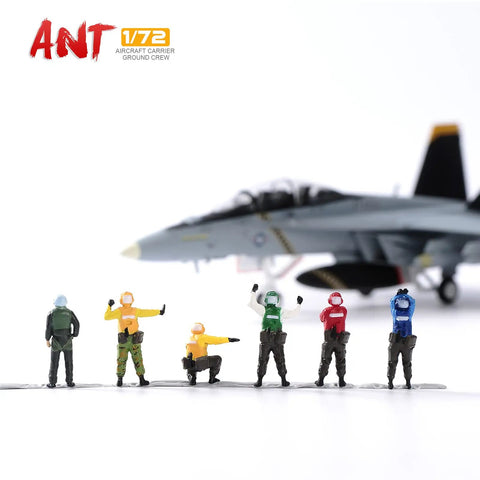 Six Piece One Seventy Two Scale US Aircraft Carrier Deck Crew Figures Set For Aircraft Display Model Kit With Colorful Clothing