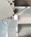 Self Adhesive Screw Hole Covers 384 Pcs 15mm White PVC Dust Proof Stickers For Wood Furniture shown on cabinets.