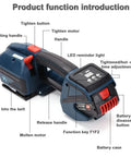 Cordless Battery Operated Electric Strapping Machine Hella Tight handheld model with LED light and adjustment keys for seamless strapping.