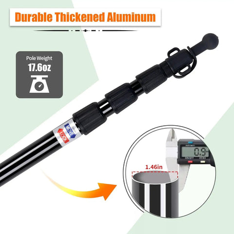 Heavy Duty Telescoping Tarp Poles Set Of 4 For Camping, close-up of aluminum pole thickness and weight details