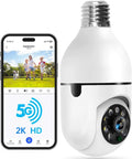 Smart Light Bulb Camera With 5G And 2.4GHz WiFi 2K Outdoor Security and smartphone interface display