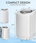 Full Auto Portable Washing Machine, 8 Pounds Compact Laundry Washer Spin Dryer Combo With Led Display, Three Water Settings, Hassle Free Pick For College Dorms, Apartments, Road Trips And Tiny Spaces dimensions showing compact design