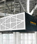 Rock Solid 5 Micron Outer Air Filter 2 Pack With Merv 10 Rating For Wen 3417 hanging above woodshop air filtration system.