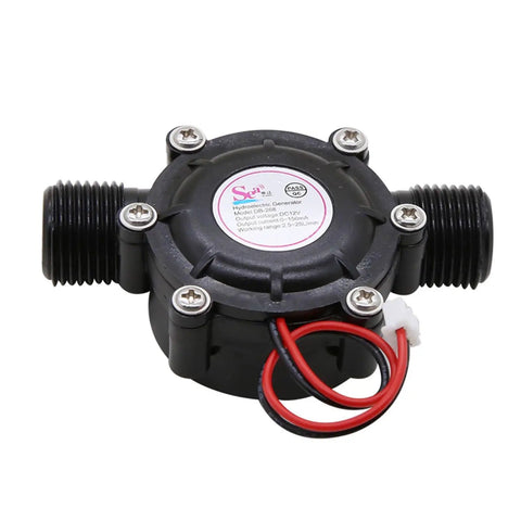 High Power Water Flow Generator for DC 12V to 5V Induction Pump in nylon body, black with four point output
