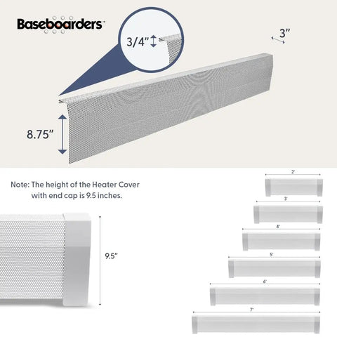 Galvanized Steel Premium Tall 7 ft Heat Cover Replacement Panel for Hydronic Baseboard Heaters dimensions and design details.