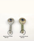 Kickass 2Pcs Rod End Bearings With Male Female M5X0.8 Threads showing right and left hand threaded designs.