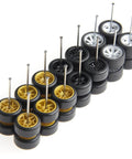 One Sixty Fourth Scale Diecast Wheels And Tires Set For Ten Cars Mixed Random Real Riders Rims And Tires Pack for customizing models