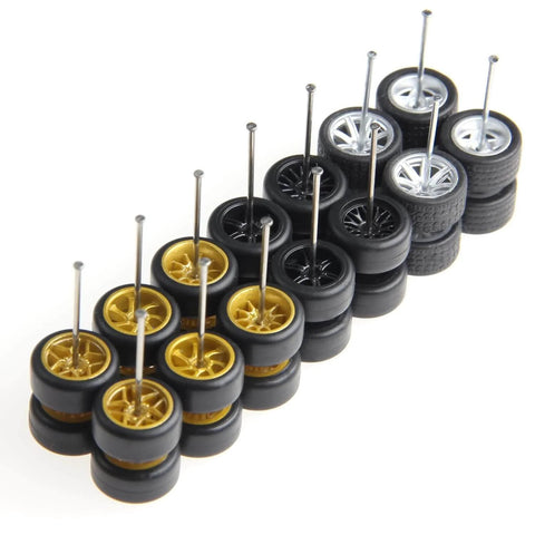 One Sixty Fourth Scale Diecast Wheels And Tires Set For Ten Cars Mixed Random Real Riders Rims And Tires Pack for customizing models